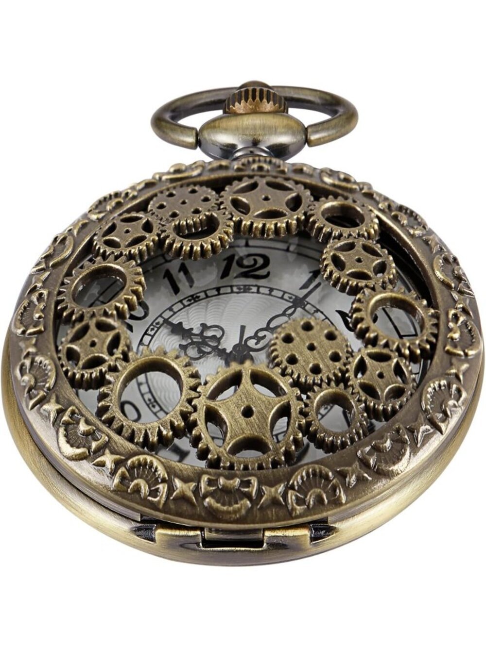 Mens Brown Analog Quartz Roman Numeral Shape Pendant Necklace Round Pocket Watch